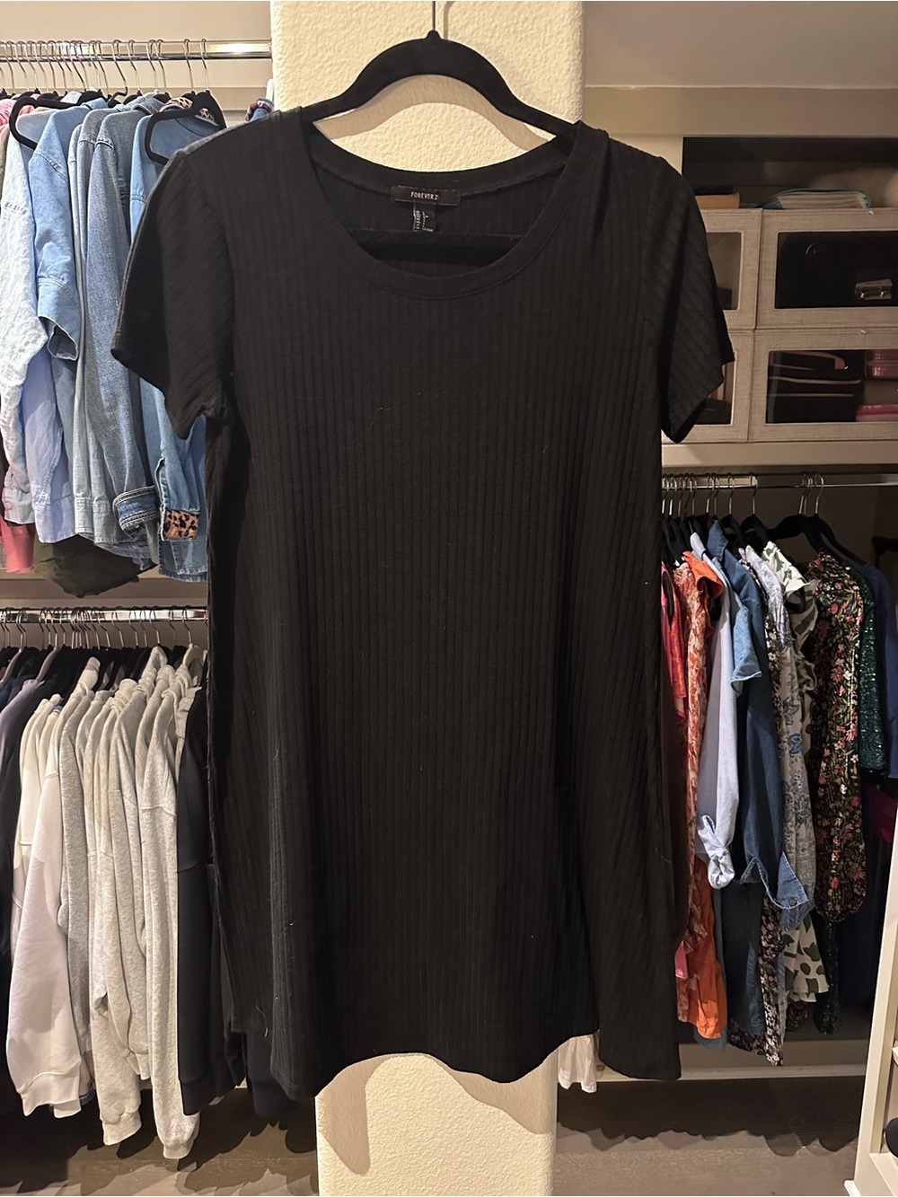 Black Ribbed T-Shirt/Swing Dress